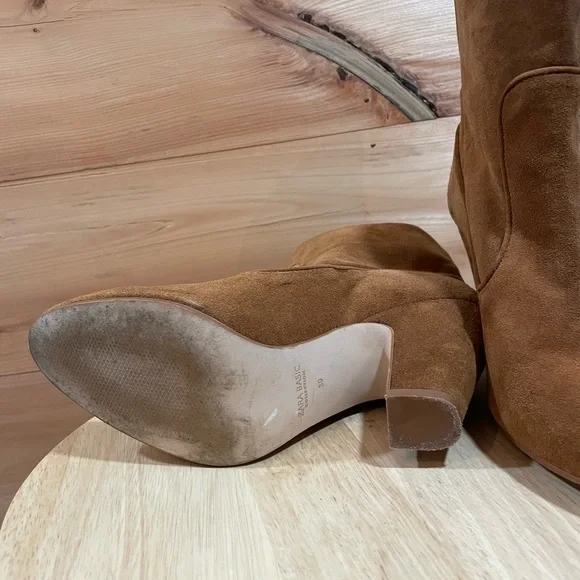 Zara Collection Camel Brown Suede Booties in Size 39 (US 8) - Picture 7 of 11